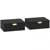 HOMCOM Modern Floating Nightstands Set of 2, Wall Mounted Bedside Tables with Wave Drawer Black