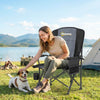 Outsunny Padded Camping Chair Adults Heavy Duty Folding Chair Side Pocket Cup Holder Carry Bag Outdoor Black