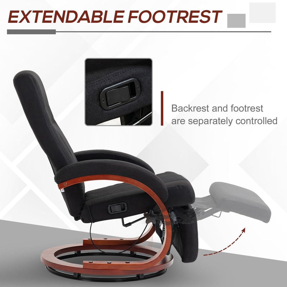 HOMCOM 135° Manual Reclining Swivel Chair in Black