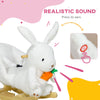 HOMCOM Kids Rabbit-Shaped Rocking Horse, with Safety Belt, Realistic Sounds, for Ages 18-36 Months - White
