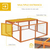 PawHut Wooden Folding Rabbit Hutch, for 2-3 Rabbits - Orange