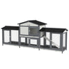 PawHut 2-Tier Large Rabbit Hutch Outdoor with Double Side Run Boxes, No-leak Plastic Tray, Ramp, 230 x 53 x 93.5cm, Light Grey