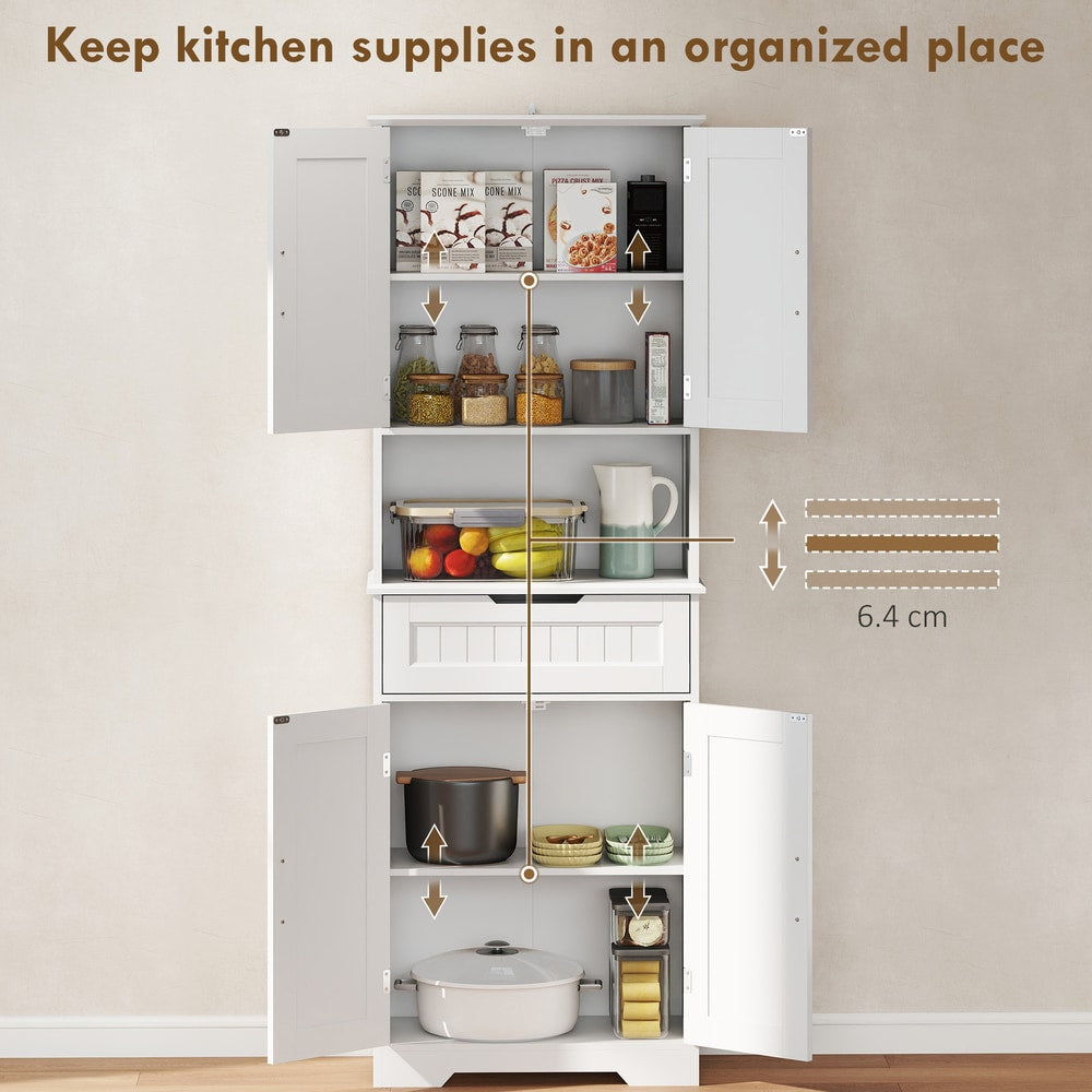 HOMCOM 172 cm Tall Kitchen Pantry Cupboard in White
