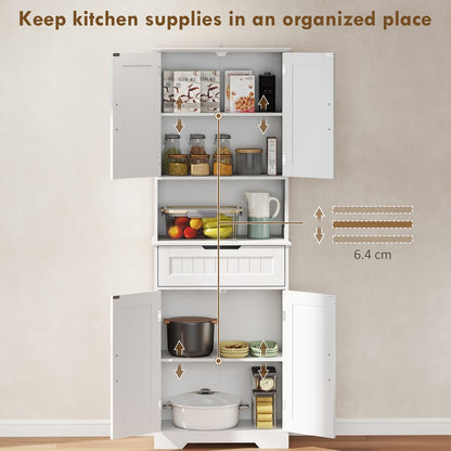 HOMCOM 172 cm Tall Kitchen Pantry Cupboard in White