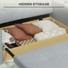 HOMCOM 2 Seater Sofa Bed with Hidden Storage, Pull Out Convertible Bed Settee, Modern Linen Loveseat Sofa Sleeper with 2 Cushions for Living Room, Guest Room, Light Grey