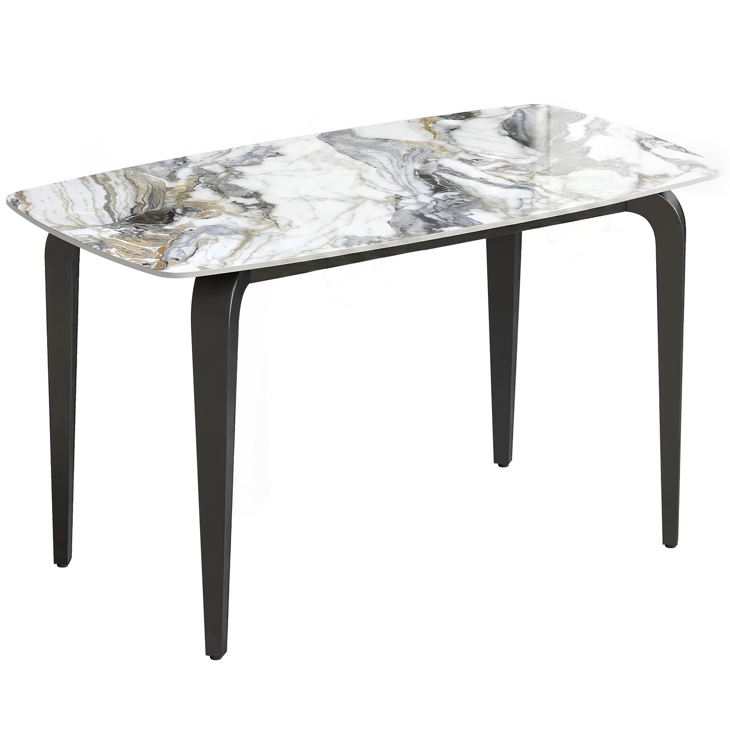 HOMCOM Dining Table for 4, Modern Kitchen Table with Sintered Stone Tabletop, Metal Legs, White