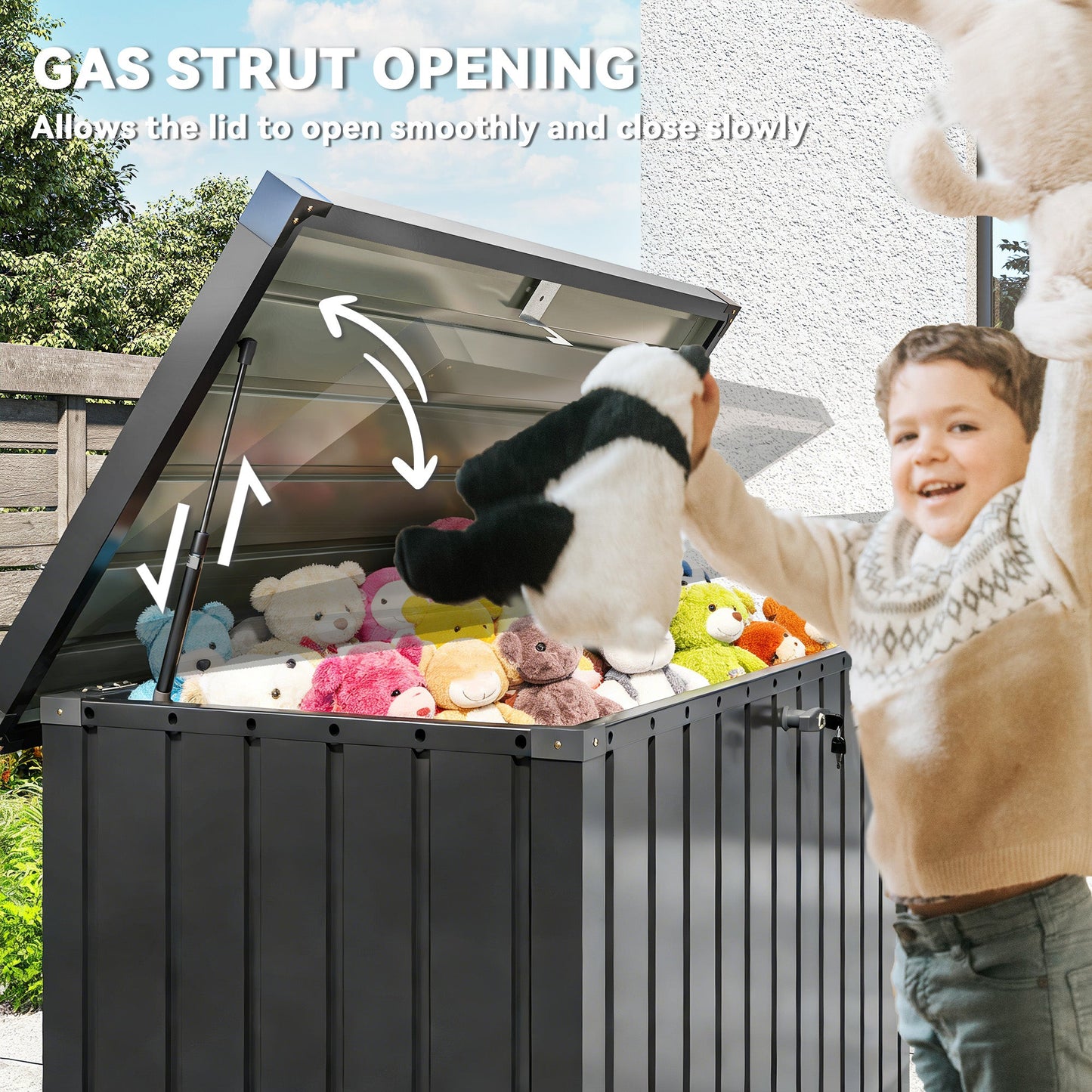 Outsunny 400L Galvanised Steel Garden Storage Box, Black