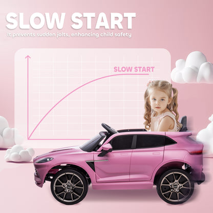 AIYAPLAY Aston Martin DBX Licensed Battery Powered Kids Electric Car, 12V Kids Ride on Car w/ Lights, Music Horn, Pink