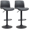 HOMCOM Bar Stools Set of 2, PU Leather Barstools with Backrest and Footrest for Kitchen, Counter, Breakfast Bar, Dark Grey