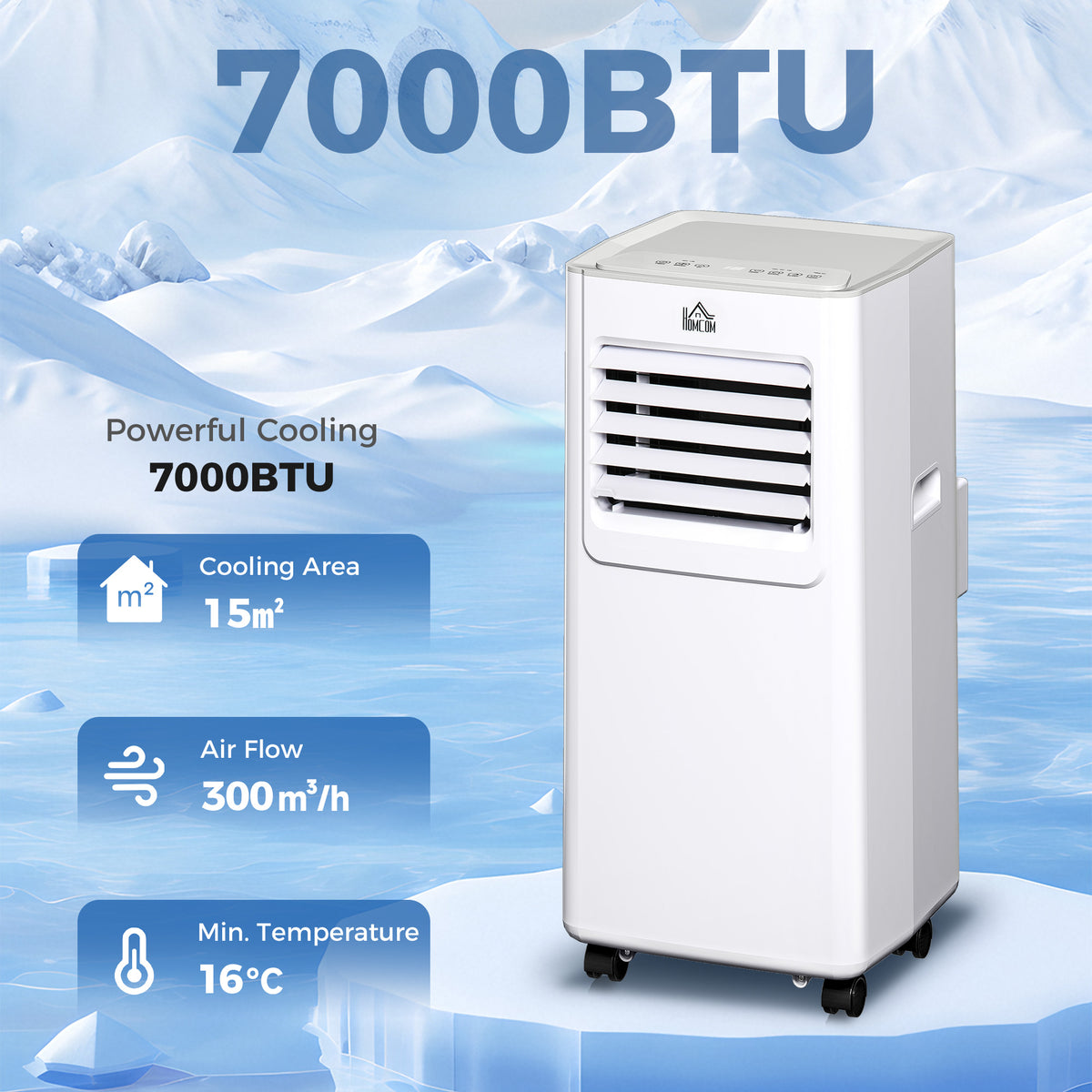 HOMCOM 7000 BTU Air Conditioning Unit in White