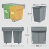 HOMCOM Pull Out Bin, Kitchen Under Sink Bin with 2 Removable Compartments, Smooth Glide, Grey