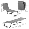 Outsunny 2 Piece Foldable Sun Loungers with 5-Position Adjustable Backrest, Outdoor Portable Recliner Chaise Lounge Chairs with Breathable Mesh Fabric, Grey
