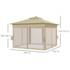 Outsunny 3 x 3 Sturdy Pop Up Gazebo with Solar-Powered LED Lights, Adjustable for Outdoor Events, Khaki