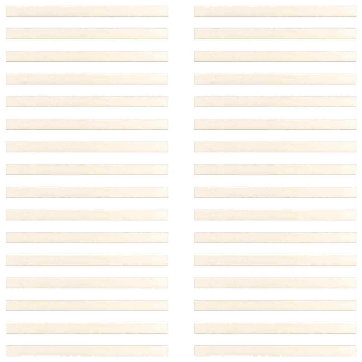 A full set of 32 natural pine bed slats arranged neatly