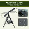 Outsunny 3 Seater Garden Swing Chair, Outdoor Swing Chair with Adjustable Canopy, Mental Frame & Cushions, Grey
