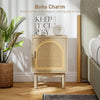 HOMCOM Rattan Bedside Table for Bedroom - Natural Wood