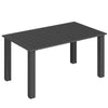 Outsunny Garden Dining Table for 6 with Parasol Hole, Rectangle Outdoor Garden Table with Slatted Metal Top, Steel Frame, Black