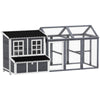 PawHut 2-Piece Wooden Chicken Coop and Run Set, Poultry Run Cage with Nesting Box, Slide-Out Tray, Roof, Perch