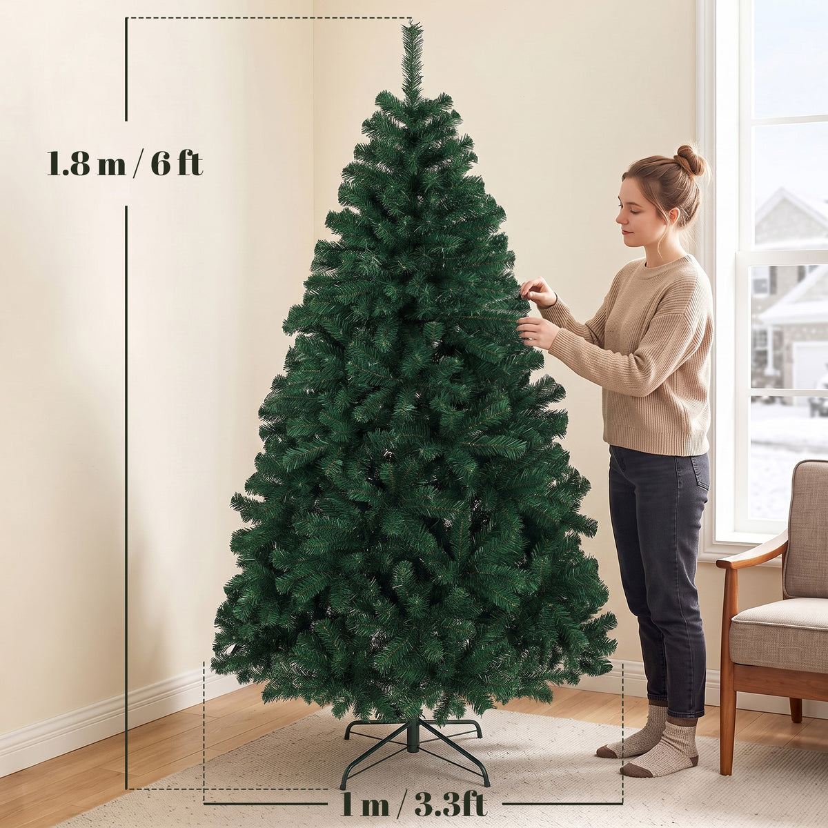 HOMCOM 6ft Artificial Christmas Tree in Green