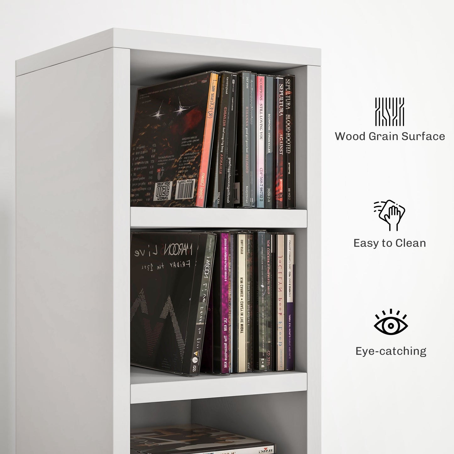 برج تخزين الوسائط الضيق الطويل HOMCOM 204 CD - أبيض