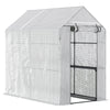 Outsunny Walk In Greenhouse with 2-Tier Shelves, Roll up Zip Panel Door, Garden Polytunnel Steeple Grow House for Outdoor, 6 x 4 x 6ft White
