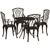 Outsunny 5 Pieces Garden Dining Set for 4, Cast Aluminium Outdoor Dining Set with 4 Armchairs and Round Dining Table with Parasol Hole, Garden Furniture Set, Bronze Tone