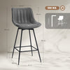 HOMCOM Set of 2 PU Leather Swivel Bar Stools - Grey