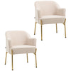HOMCOM Accent Chair, Living Room Armchair, Vanity Chair with Gold Plating Metal Legs and Soft Padded Seat for Bedroom and Caf√É¬©, Set of 2, White