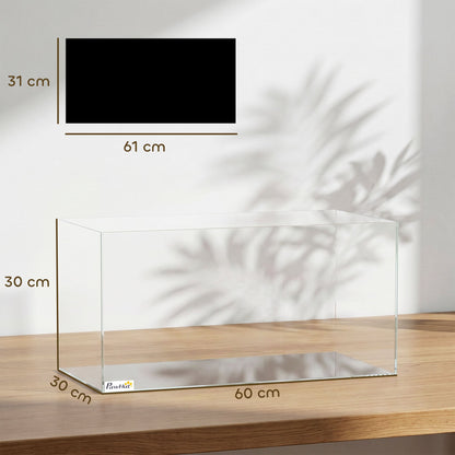PawHut Fish Tank Bare Glass for DIY Glass Aquarium with Protective Base Mat 51L Transparent for Fish Shrimps