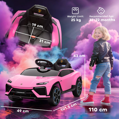 AIYAPLAY 12V Licensed Lamborghini Electric Cars in Pink