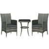 Outsunny 3 Pieces Rattan Bistro Set, Wicker Garden Furniture Set with 2-Tier Coffee Table and Chairs, Washable Cushions, for Outdoor Patio Balcony, Mixed Grey