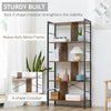 HOMCOM Industrial Storage Unit, 5 Tiers Bookcase with Open Compartments for Office Living Room, Bedroom, Rustic Brown and Black