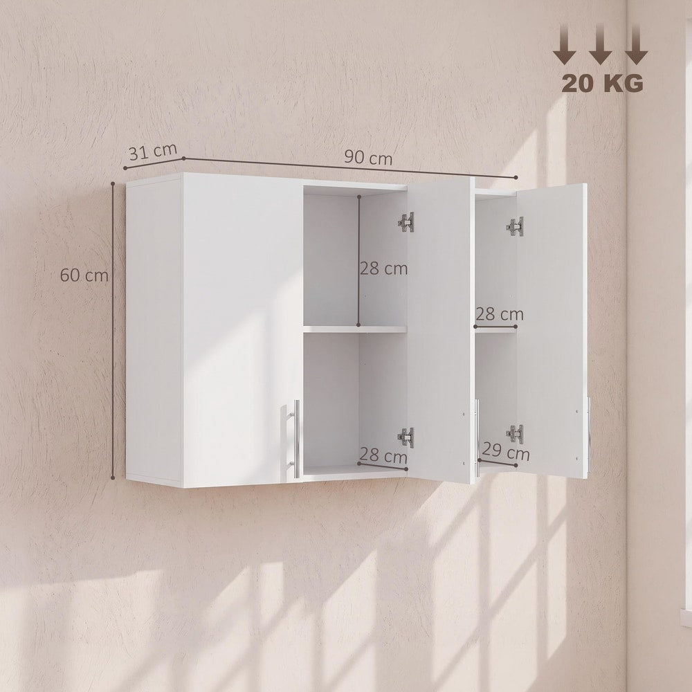HOMCOM Bathroom Wall Cabinet in White