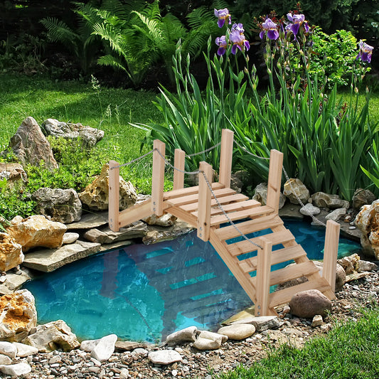 Outsunny Small Fir Wooden Garden Bridge in a Natural Wood Finish