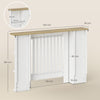 HOMCOM Radiator Cover with Open Storage Shelves, Vertical Slatted Cabinet Shelf Heater Cover for Living Room, Hallway, Medium, White (H: 83 / W: 124 / D: 19 cm)