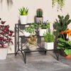 Outsunny Three-Tier Decorative Metal Plant Stand - Black