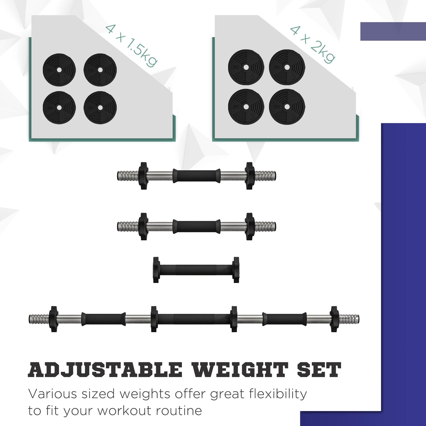 SPORTNOW Adjustable Weight Barbell & Dumbbells Set Free Weights Strength Muscle Exercise Home Gym Training, Black and Green