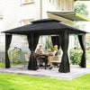 Outsunny 3 x 4m Steel Gazebo, with Curtains - Black