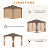 Outsunny 3 x 3(m) Metal Hardtop Gazebo, with Curtains and Accessories - Brown