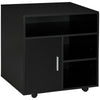 HOMCOM Multi-Storage Printer Stand Unit Office Desk Side Mobile Storage w/ Wheels Modern Style 60L x 50W x 65.5H cm - Black