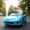 AIYAPLAY Kids Electric Car, 12V Licensed RUF GT Ride on Car with Suspension, Remote Control, Music, for 3-5 Years, Blue