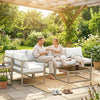 Outsunny 6 Seater Aluminium Garden Furniture Set, Garden Sofa Set with Thick Cushions for Patio and Balcony, Outdoor, White