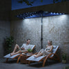 Outsunny 2.6 m Half Garden Parasol with Solar LED Lights, UPF50+ Semi Round Umbrella with 30Â° Tilt, Crank Handle, Dark Blue
