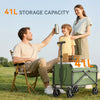 Outsunny 41L Festival Trolley on Wheels, Small Garden Folding Trolley Cart, 60kg Heavy Duty Collapsible Folding Wagon with Adjustable Handle and Carrying Bag for Beach, Camping, Festival, Green