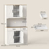 HOMCOM 175 cm Tall Kitchen Pantry Cabinet with Microwave Stand, Freestanding Pantry Cupboard, White