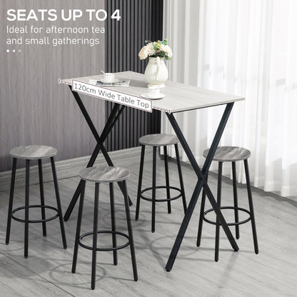HOMCOM 120 cm Rectangular Bar Table for 4 People in White