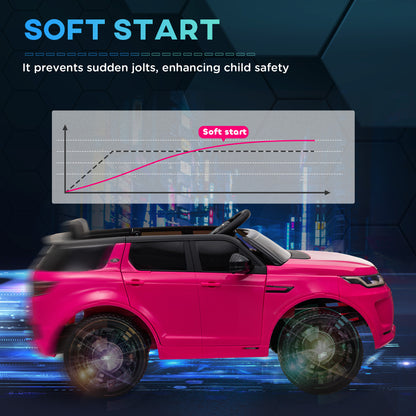 AIYAPLAY Licensed Land Rover Discovery Sport, 12V Kids Ride on Car w/ Remote Control, Lights, Music, Horn, for 3-6 Years, Pink