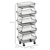 HOMCOM 5 Tier Storage Trolley, Stackable Fruit Vegetable Cart for Kitchen, Living Room, 40 x 2 x 97 cm, Black