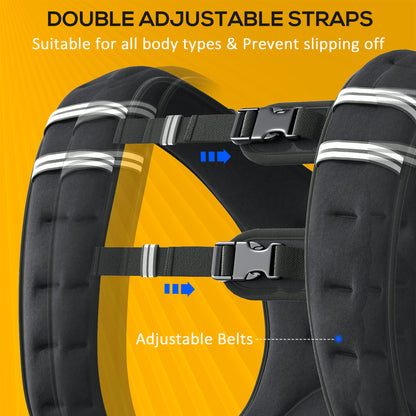 HOMCOM 5KG Weighted Vest, Running Weight Vest with Adjustable Straps, Convenient Pocket and Reflective Strips, for Men and Women Cardio Exercise Strength Training Workout