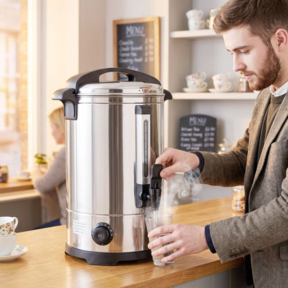HOMCOM 6.5L Catering Urn, 1500W Stainless Steel Hot Water Boiler Dispenser with Thermostat, Keep Warm Function & Easy Pour Tap